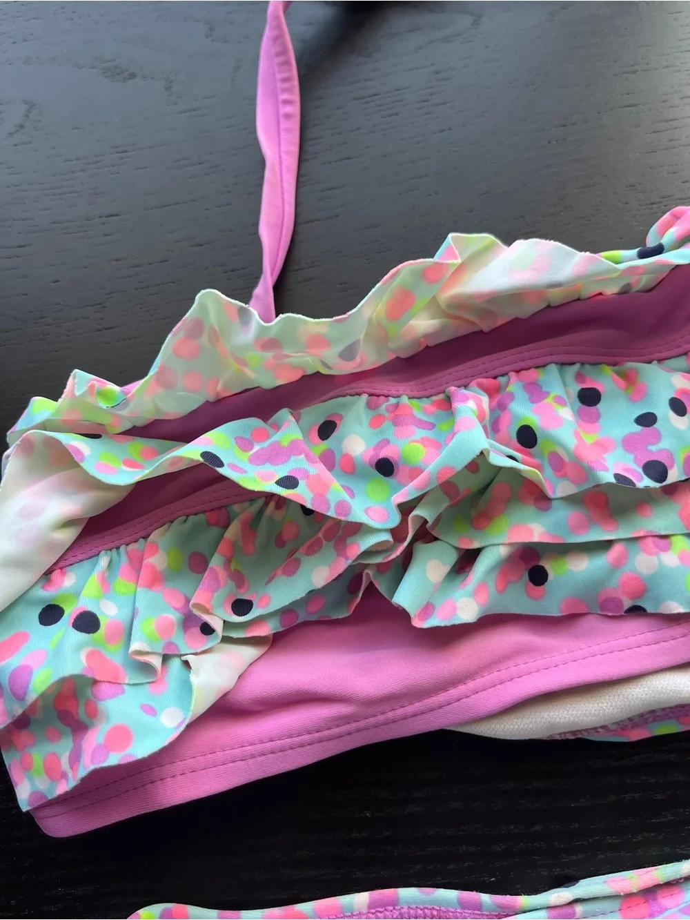 Xhilaratio Colorful Confetti Dot Pattern 2-Piece Ruffled Swimsuit Size L (10-12)